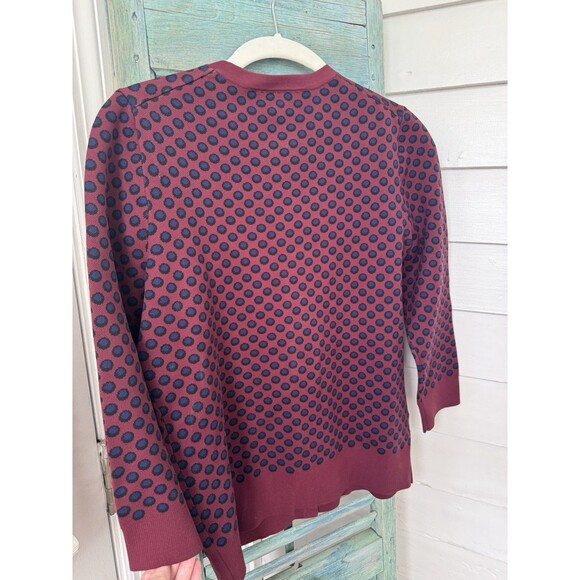 Ann Taylor Burgundy Polka Dot Cardigan Button Up M Nylon Sweater NWT - Picture 6 of 7